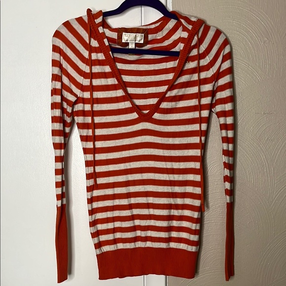 American Eagle Outfitters Sweaters - American Eagle Outfitters Y2K Orange and White Striped Sweater
